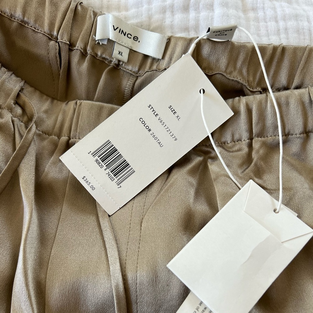 Vince Gold Silk Flowy Pants XL NWT